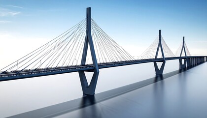Obraz premium Modern cable-stayed bridge over calm water