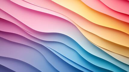 Smooth shifting background with horizontal pastel waves in pink, purple, blue, and yellow tones creating calm and soothing abstract design