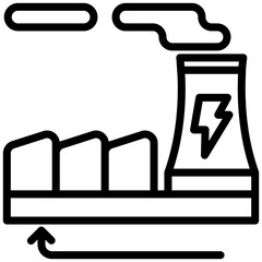 Geothermal Plant Outline icon, Black And White Outline Icon Vector.