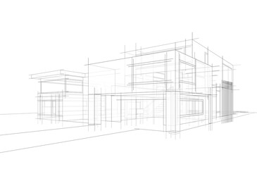 architectural sketch of a house