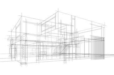 architectural sketch of a house