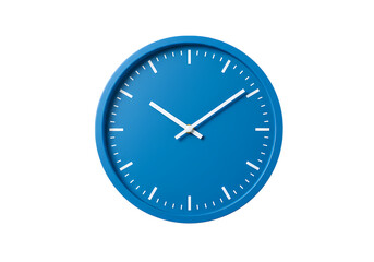Round Blue Wall Clock: Modern Minimalist Timepiece Design Isolated on Transparent Background