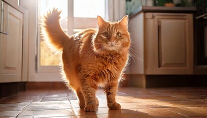 Angry Orange Cat in Kitchen