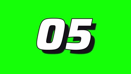 Ten seecond countdown on green screen with shaking effect