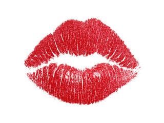 Red lipstick kiss mark on black background romantic love, Isolated On Transparent Background, Png