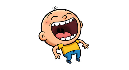 Obraz premium Laughing Cartoon Character Isolated on White Background