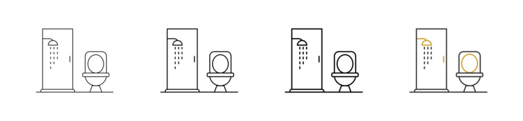 Bathroom icon set outline style with various sizes