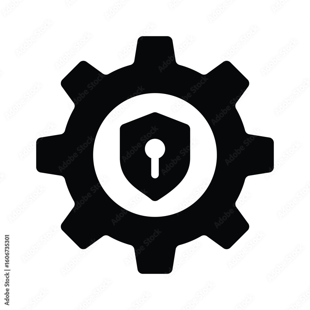 Wall mural visually appealing glyph icon of security setting tools