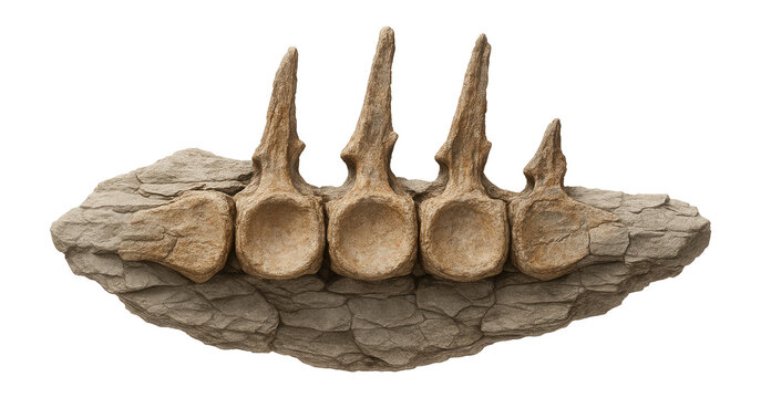 Fossilized Mesenosaurus vertebrae with amphicoelous centra and neural spines