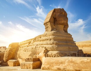Ancient Sphinx under dramatic sky