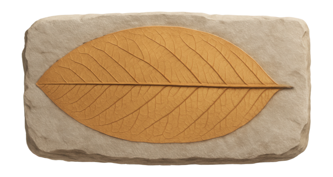 Fossilized leaf with detailed venation and smooth leaf surface