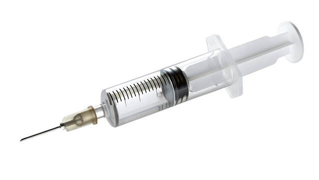 Transparent medical syringe with needle isolated on a transparent background injection