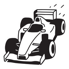 A black and white drawing of a race car with the word race on it..