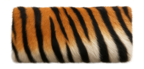 Tiger's striped fur pattern with alternating orange, black, and white bands