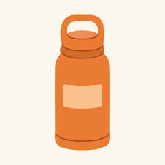 Thermos mug, reusable cup, cup for hot drinks. Travel camping equipment. Vector illustration in flat style
