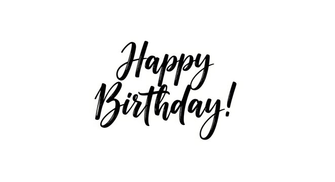 Elegant happy birthday script text on white background