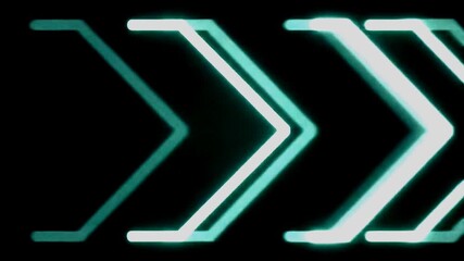 Abstract futuristic background with glowing cyan chevron arrows indicating direction, speed, and technological progression. - Powered by Adobe