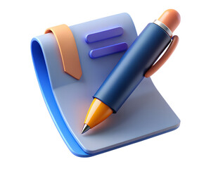 pen and paper 3d icon png