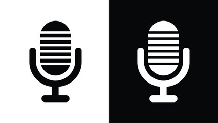 Microphone vector icon illustration in black and white