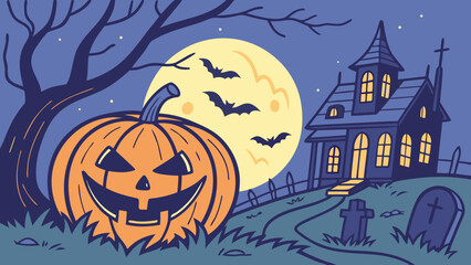 Fototapeta premium Horror and Fun Halloween Color Illustration