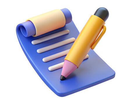 paper and pen 3d icon png