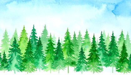 Obraz premium Watercolor forest landscape