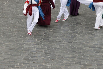 Basque folk dance in an outdoor event