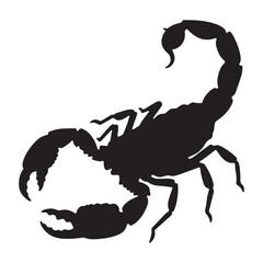 A scorpion that has the word scorpion on it Silhouette White Background.