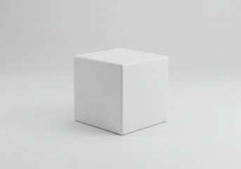 Naklejka premium Simple white cube isolated on white background