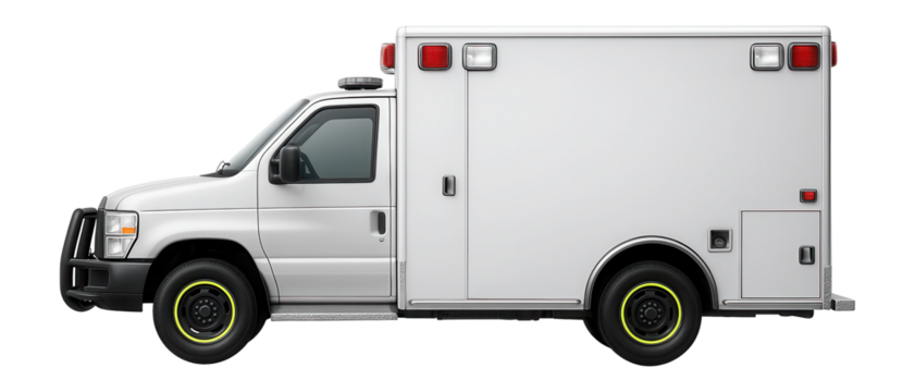 Compact ambulance with front bull bar and side step rails