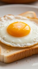 Fried egg on toasted bread.