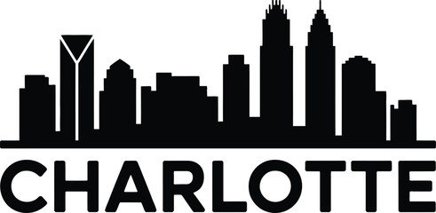 Obraz premium Chicago Cityscape Silhouette with Bold Typography a Minimalist Black and White Design of the Chicago Skyline Perfect for Travel Branding and Urban Design Projects