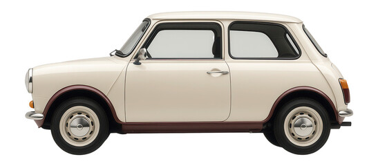 Retro-styled hatchback with circular headlights and two-tone paint scheme