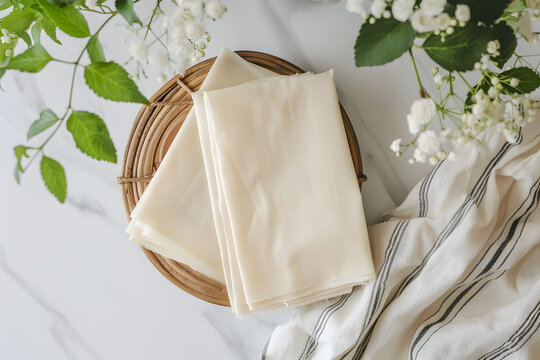 Eco-friendly beeswax food wraps folded neatly cle