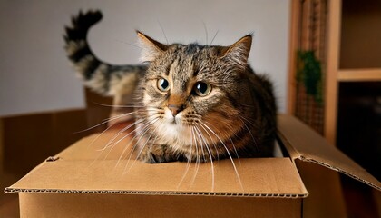 Cat Defending on Box