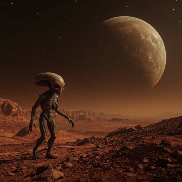 Alien creatures are mysterious, non-Earth beings with unknown origins, strange forms, and advanced intelligence.
