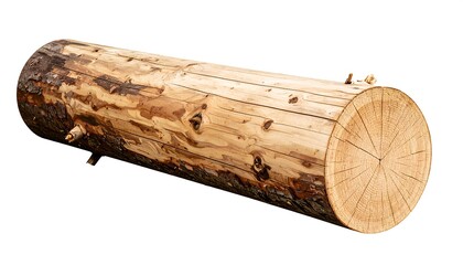 A log, freshly cut, lies on its side