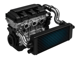 Fototapeta premium Inline-three gasoline engine with integrated intercooler on the front