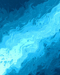 Blue Water Surface with White Flow Lines Suggesting Movement and Fluid Texture