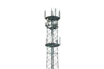 Cellular tower with antennas isolated on white