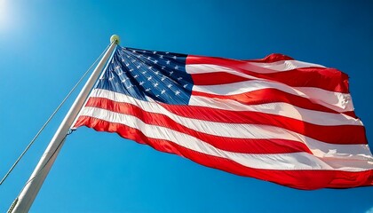 American Flag in Blue Sky