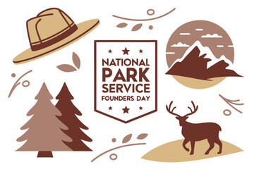 NATIONAL PARK SERVICE FOUNDERS DAY vector illustration