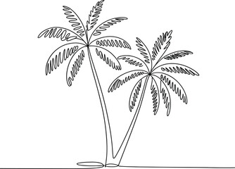 Stylized line art drawing of two palm trees on a white background © MUZIHID CREATION