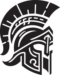 Ancient Greek Warrior Helmet Vector – Black and White Illustration