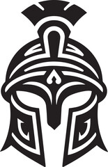 Ancient Greek Warrior Helmet Vector – Black and White Illustration