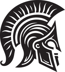 Ancient Greek Warrior Helmet Vector – Black and White Illustration