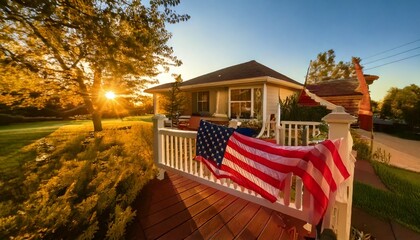 Flag on Porch Railing