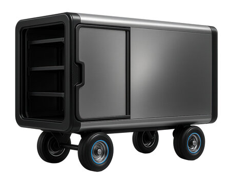 Baggage car with side loading doors and secure storage racks