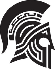 Ancient Greek Warrior Helmet Vector – Black and White Illustration