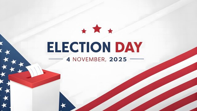 Patriotic Election Day Reminder with Stars Stripes and Ballot Box Encouraging Voting on November 4 2025 Honoring American Democracy - Powered by Adobe